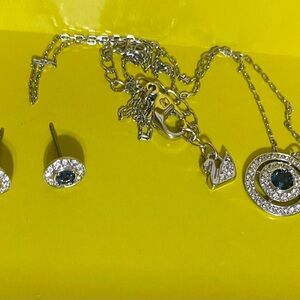 Swarovski Silver Necklace with Blue Accents